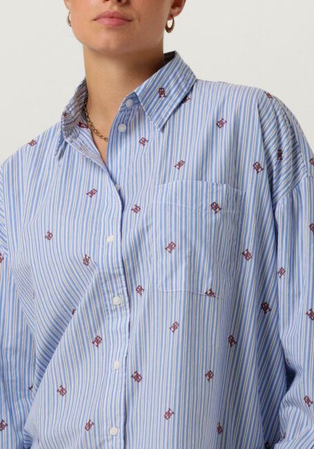 Lichtblauwe TOMMY HILFIGER Blouses CMD STRIPE NEW OVERSIZD CO SHIRT - large