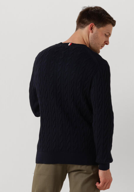 Donkerblauwe TOMMY HILFIGER Trui CLASSIC CABLE CREW NECK - large