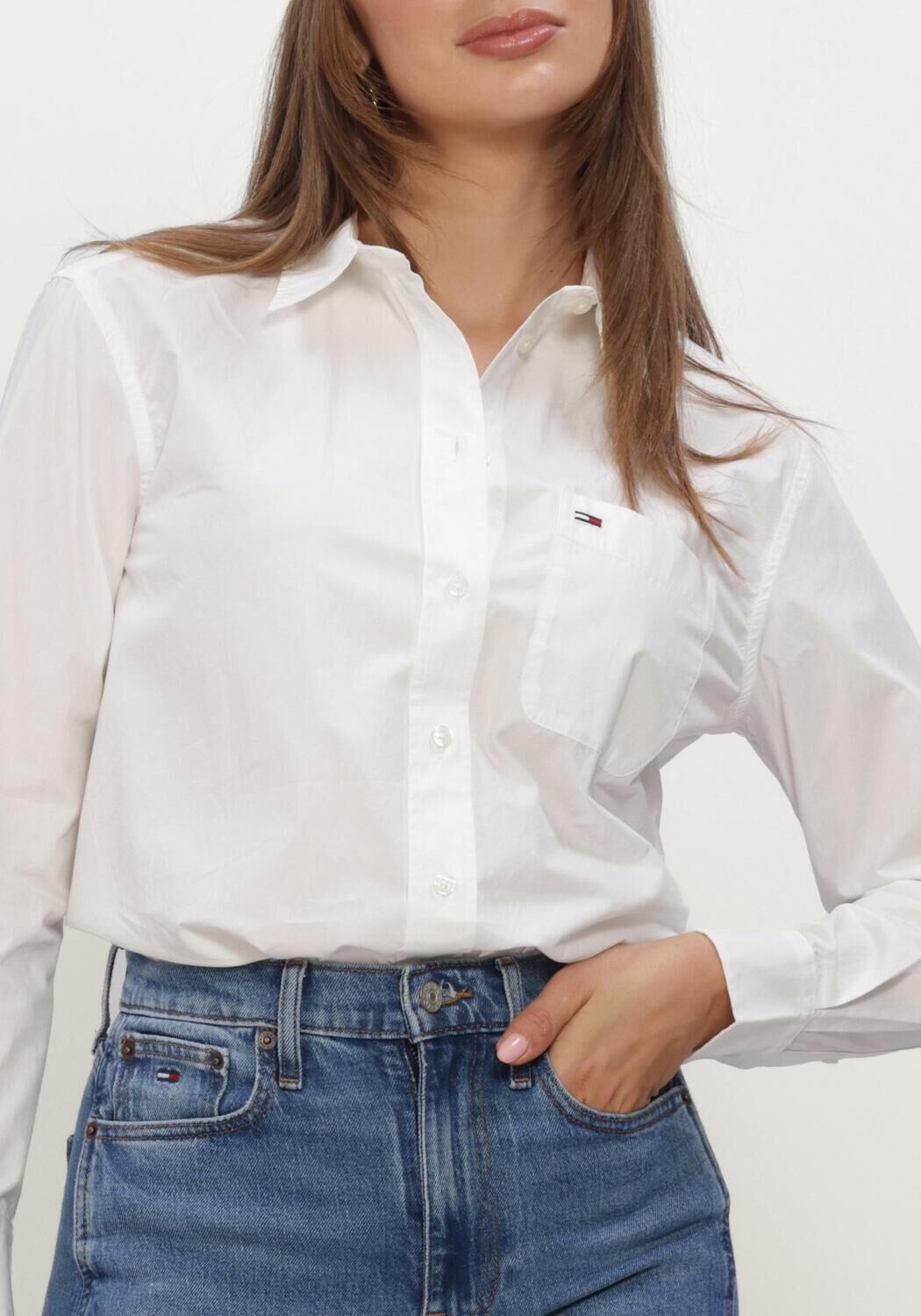 Witte TOMMY JEANS Top TJW RLX ESSENTIAL SHIRT - large