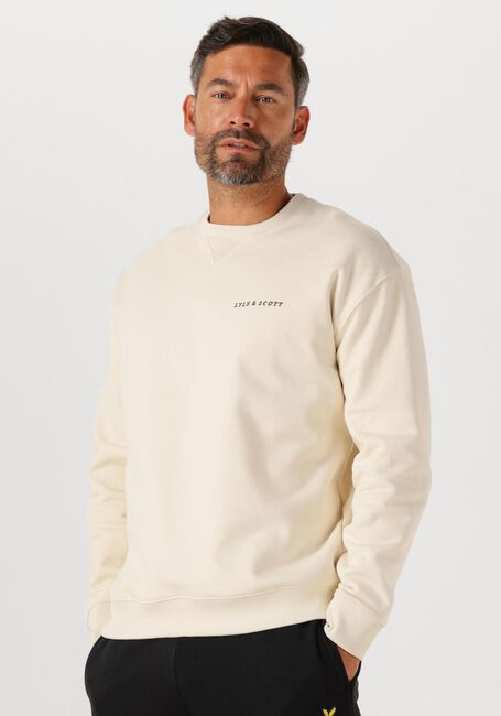 Beige LYLE & SCOTT Sweater SCRIPT BRUSH BACK CREW NECK SWEATSHIRT - large