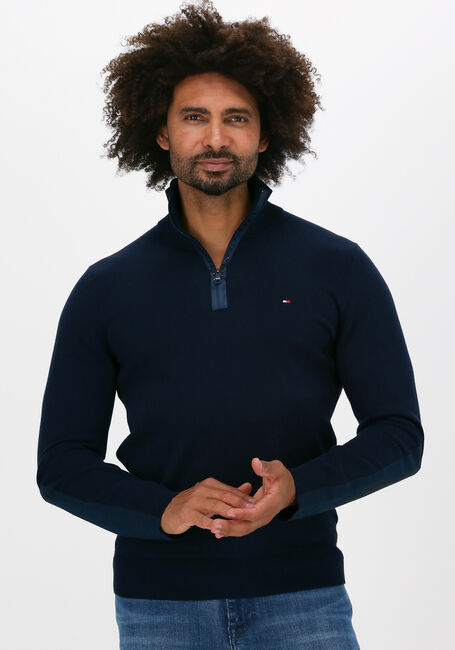 Donkerblauwe TOMMY HILFIGER Trui MIXED MEDIA ZIP MOCK - large