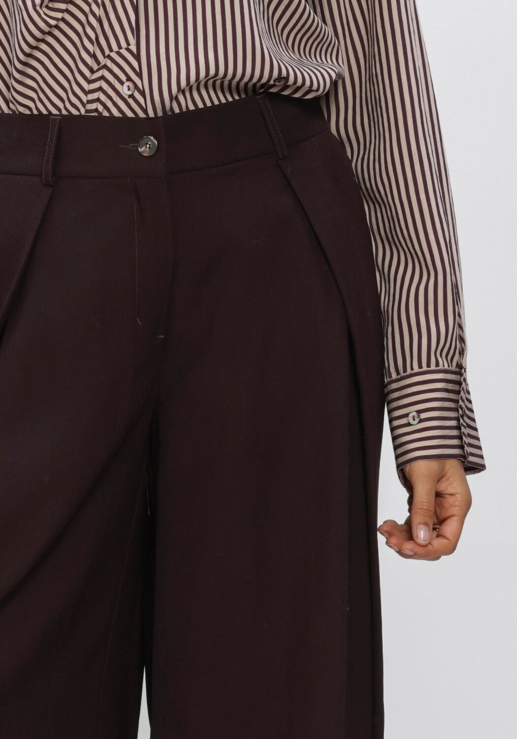 Bruine SUMMUM Wijde broek TROUSERS VISCOSE TWILL - large