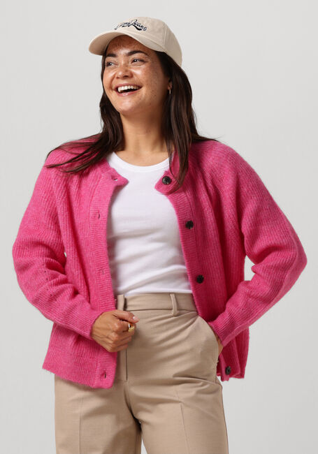 Fuchsia SELECTED FEMME Vest SLFLULU LS KNIT SHORT CARDIGAN - large