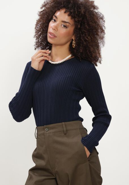 Donkerblauwe SELECTED WOMEN Trui SLWTOLEDO LS KNIT STRUCTURE ONECK - large