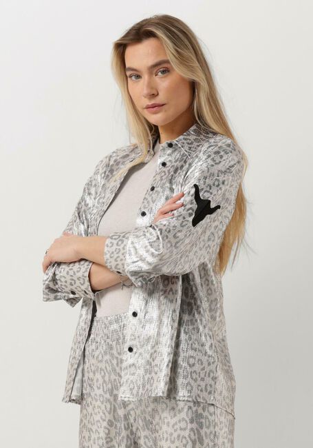 Zilveren ALIX THE LABEL Blouses LADIES KNITTED LEOPARD BLOUSE - large