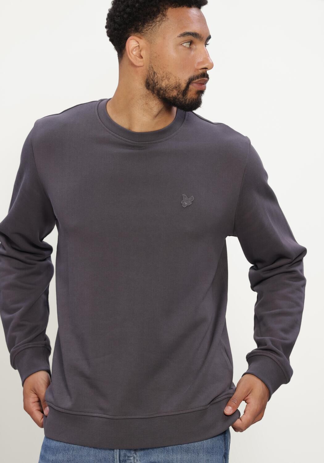 Donkergrijze LYLE & SCOTT Trui SUPERFINE CREW NECK SWEATSHIRT - large
