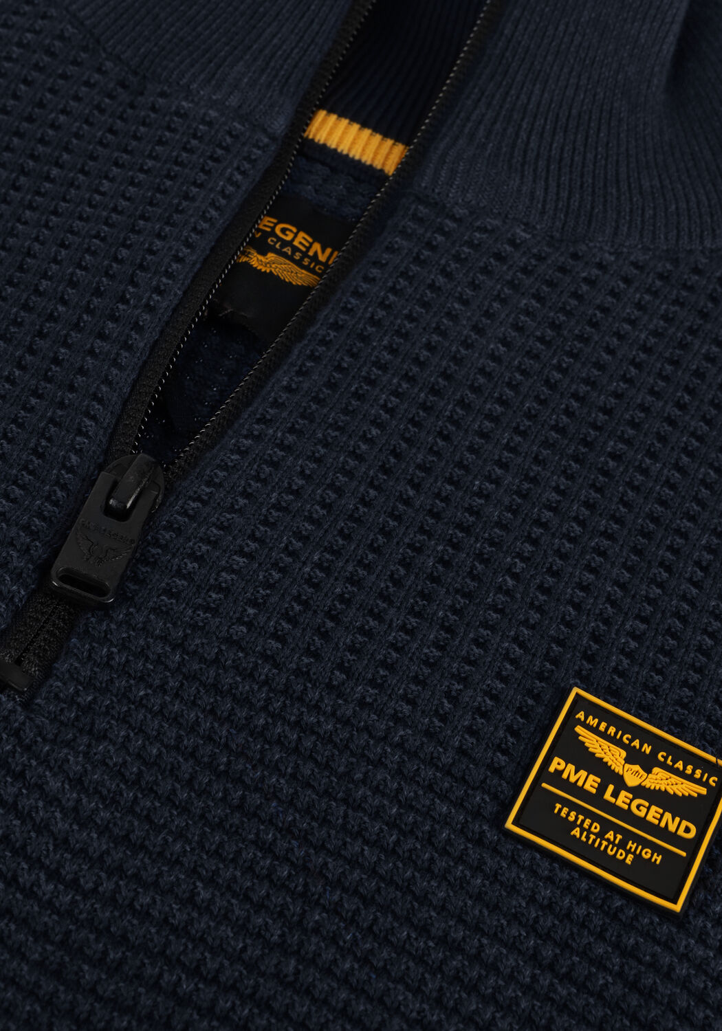 Donkerblauwe PME LEGEND Trui HALF ZIP COLLAR COTTON PLATED - large