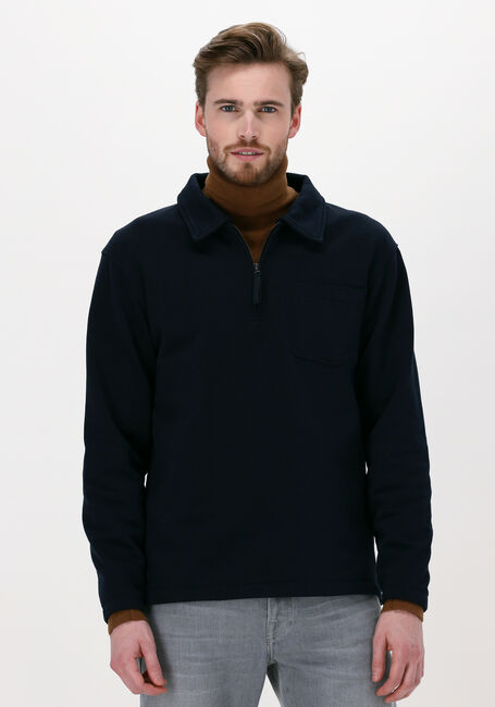 Donkerblauwe SELECTED HOMME Trui SLHRELAXREID HALF ZIP SWEAT W - large