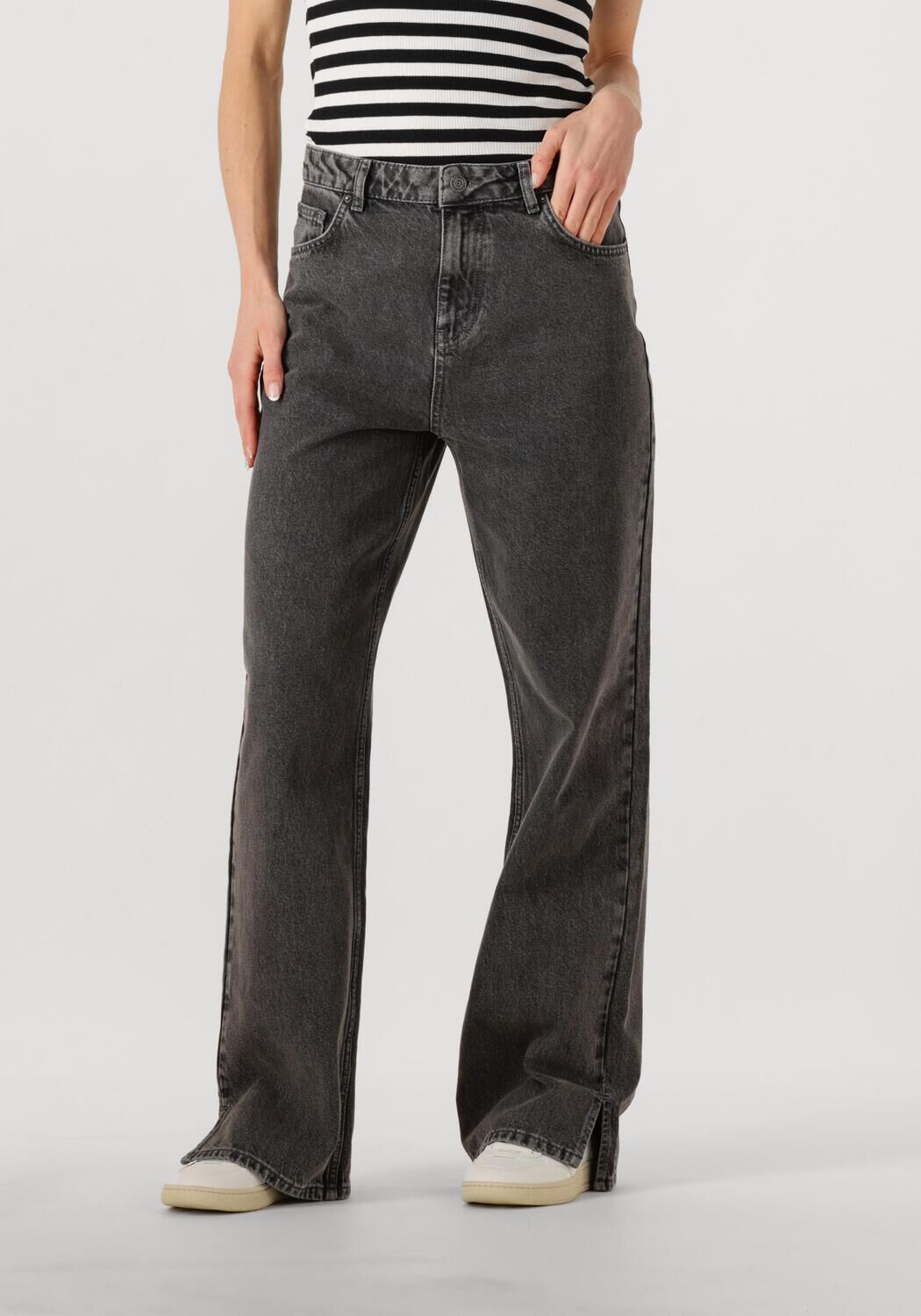 ALIX THE LABEL Dames Jeans Ladies Woven Relaxed Denim Pants Grijs