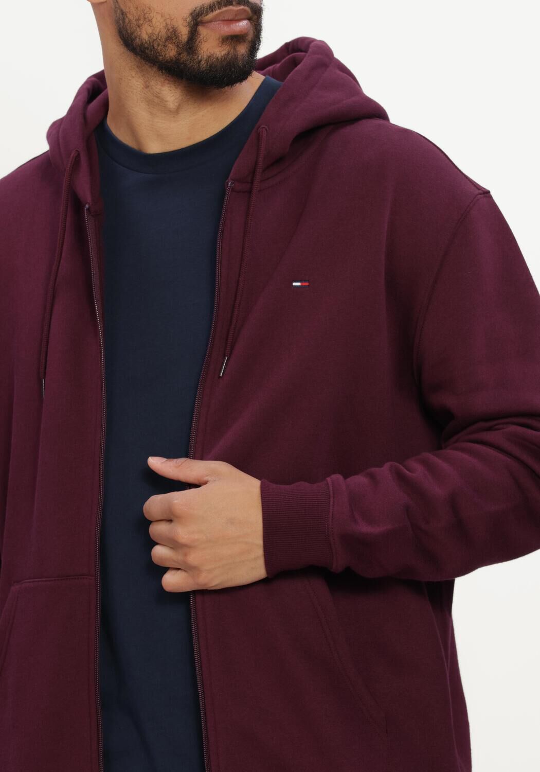 Bordeaux TOMMY JEANS Sweater TJM REG S FLAG ZIP THRU EXT - large