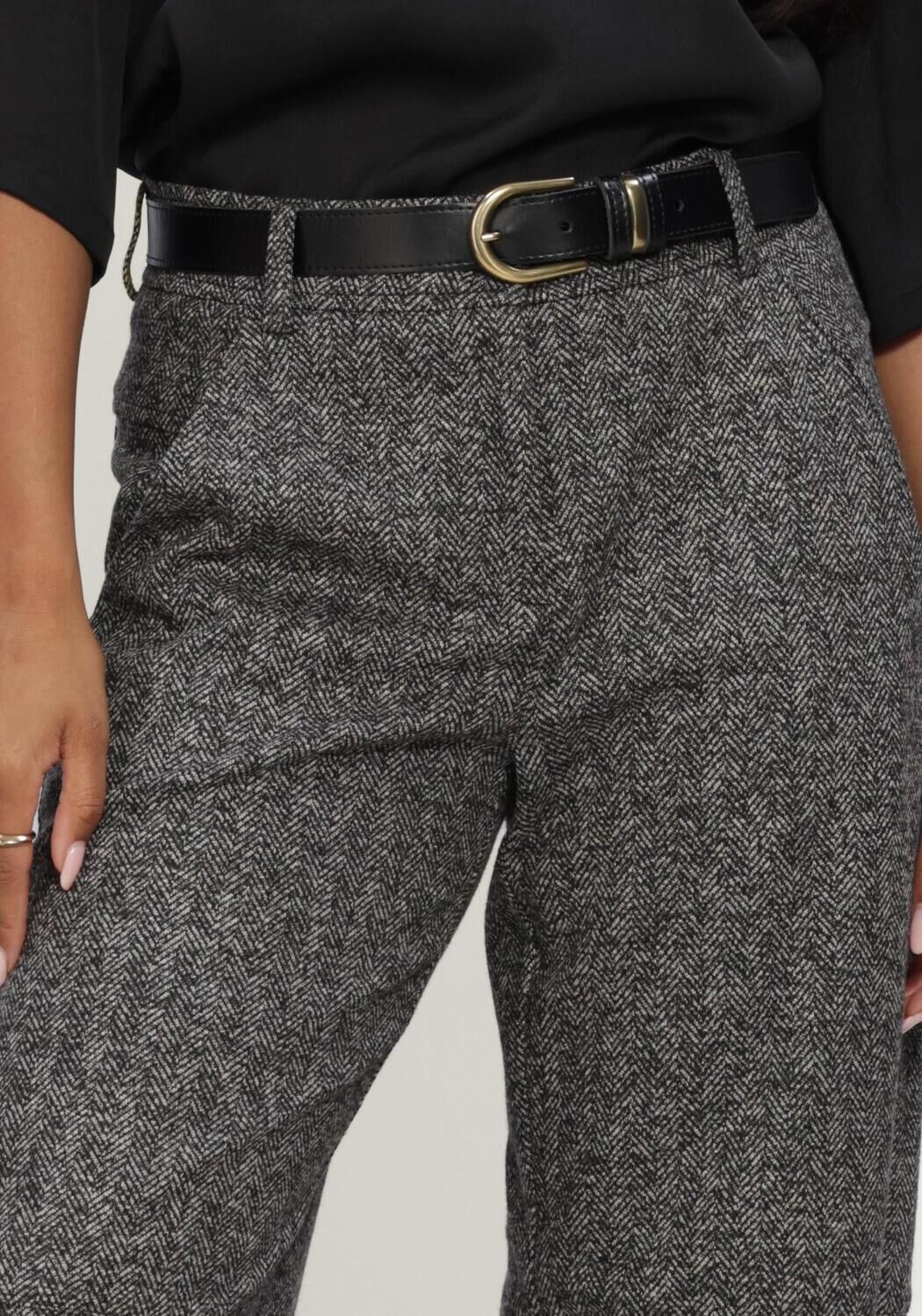 Grijze CAMBIO Wijde broek ORLY PLAIN HERRINGBONE JERSEY JACQUARD - large