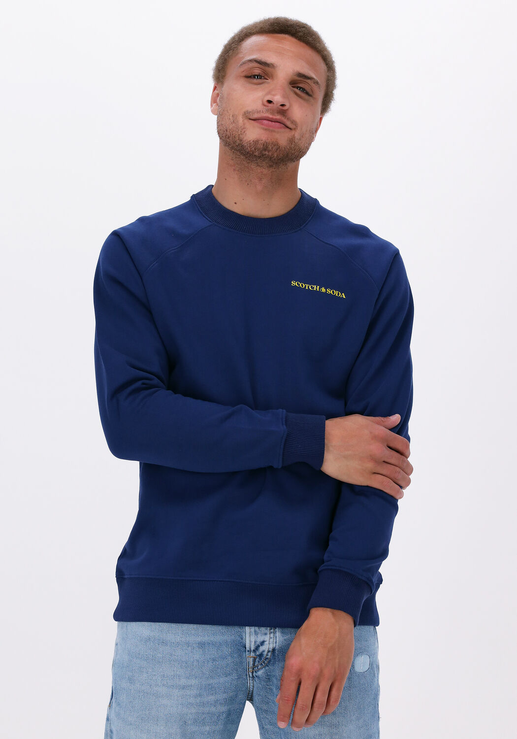 blauwe scotch soda trui unisex crewneck sweatshirt