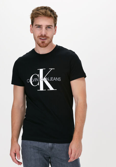 Zwarte CALVIN KLEIN T-shirt ICONIC MONOGRAM SS SLIM TEE - large