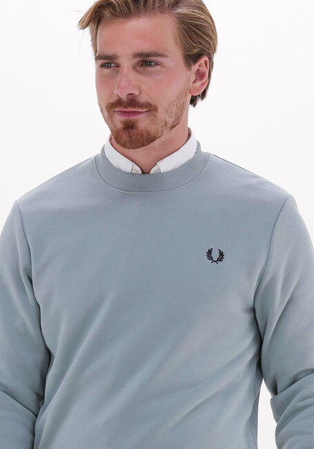 Lichtblauwe FRED PERRY Trui CREW NECK SWEATSHIRT - large
