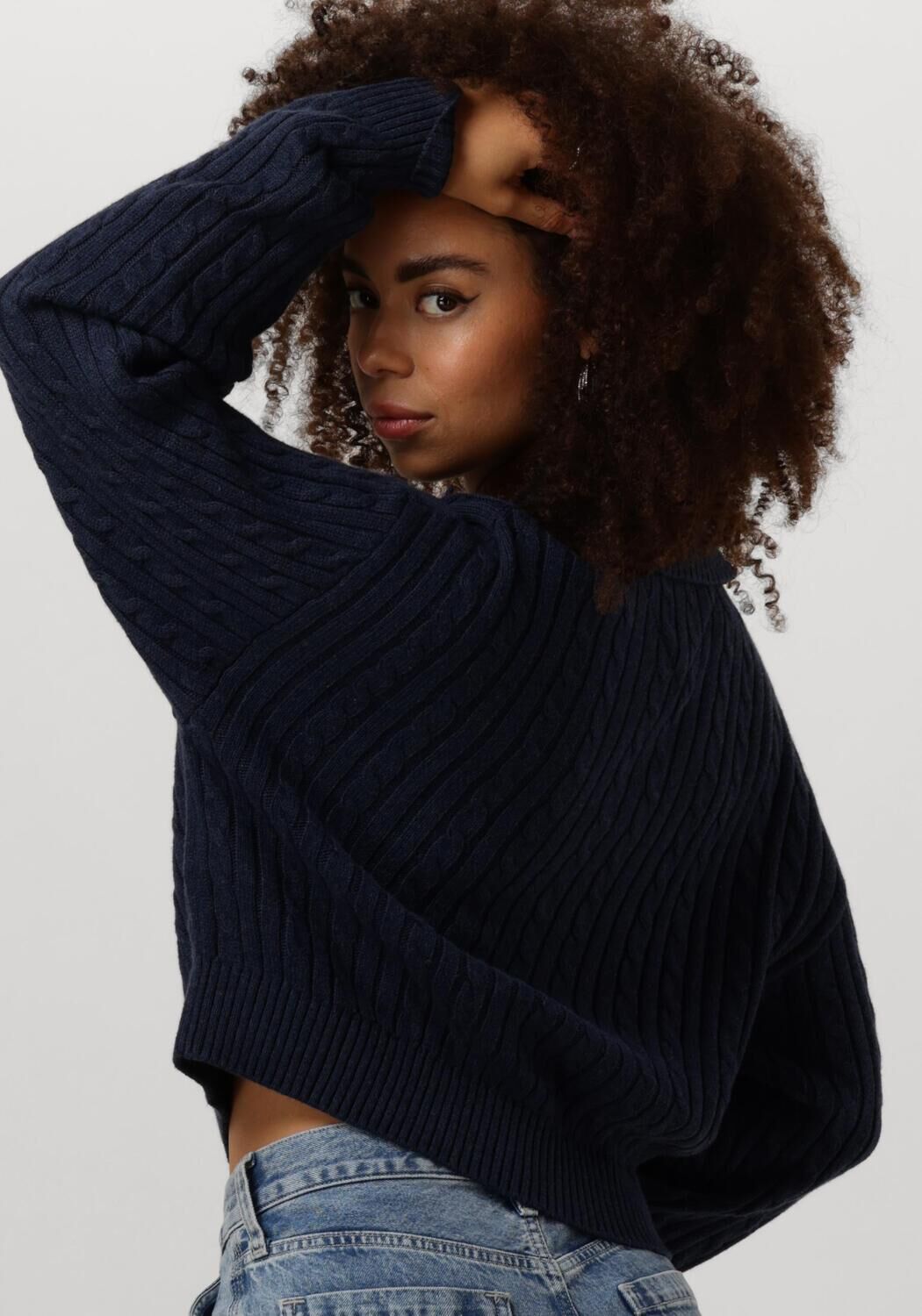 TOMMY JEANS Dames Truien & Vesten Tjw Cable Rugby Sweater Blauw