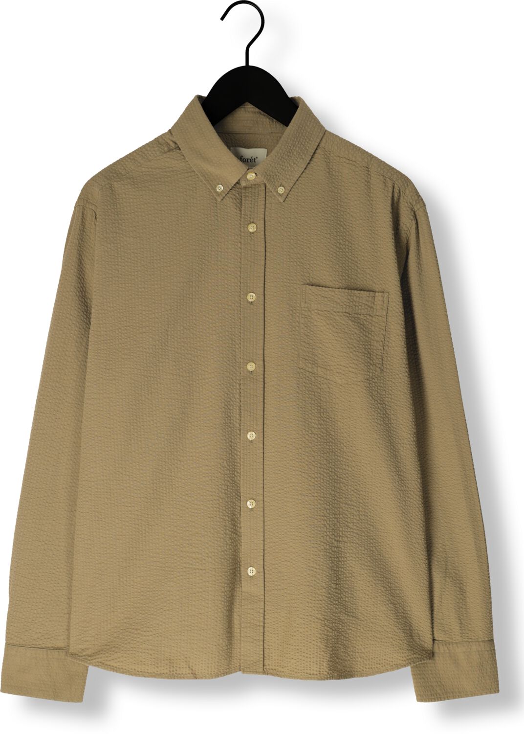FORÉT Forét Heren Overshirts Bush Seersucker Shirt Olijf
