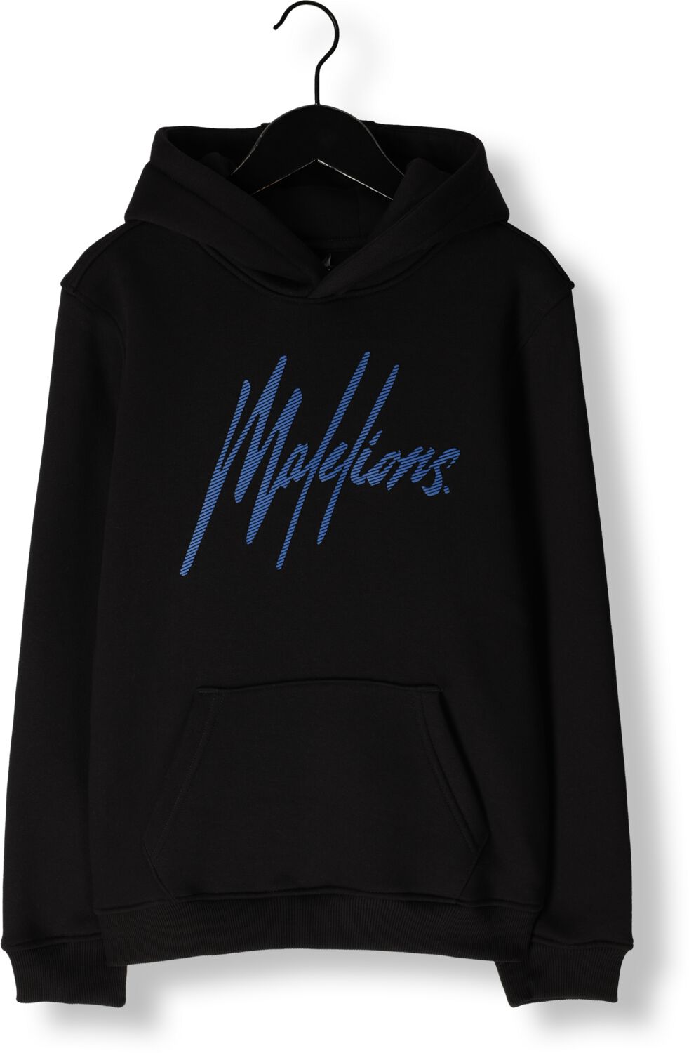 Malelions hoodie Striped Signature met printopdruk zwart kobalt blauw