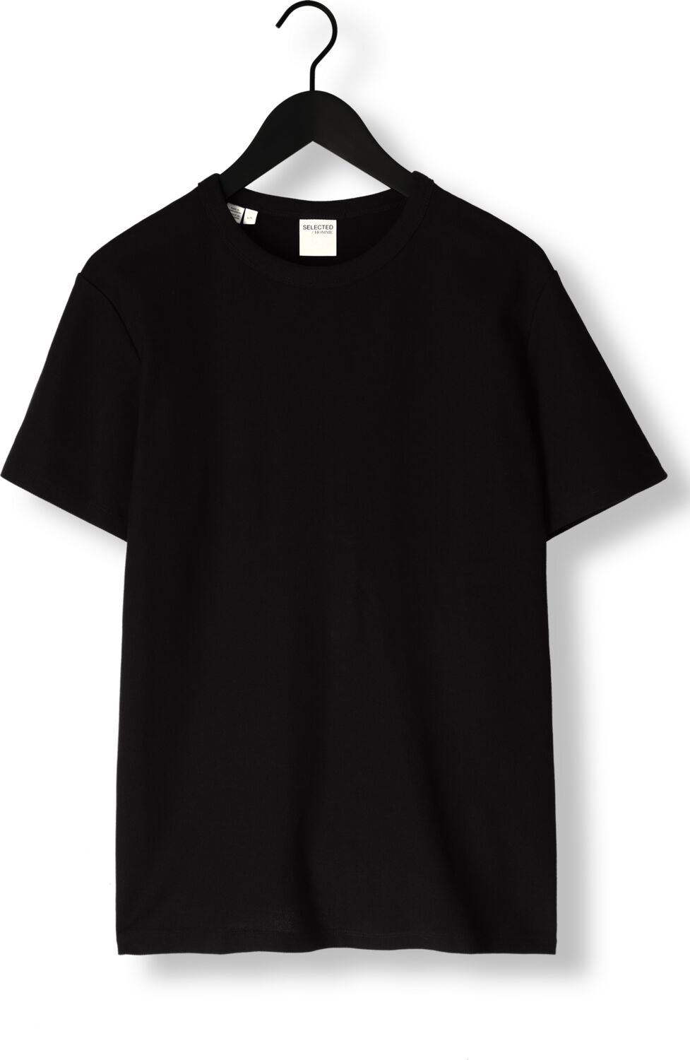 SELECTED HOMME Heren Polo's & T-shirts Slhjoseph Pique O-neck Tee Zwart