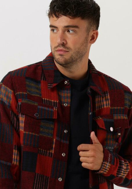 Rode SCOTCH & SODA Overshirt JACQUARD PATCHWORK-CHECK OVERSHIRT - large