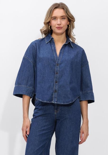 Blauwe SUMMUM Blouses BLOUSE DENIM KIMONO LIGHT COTTON TWILL - large