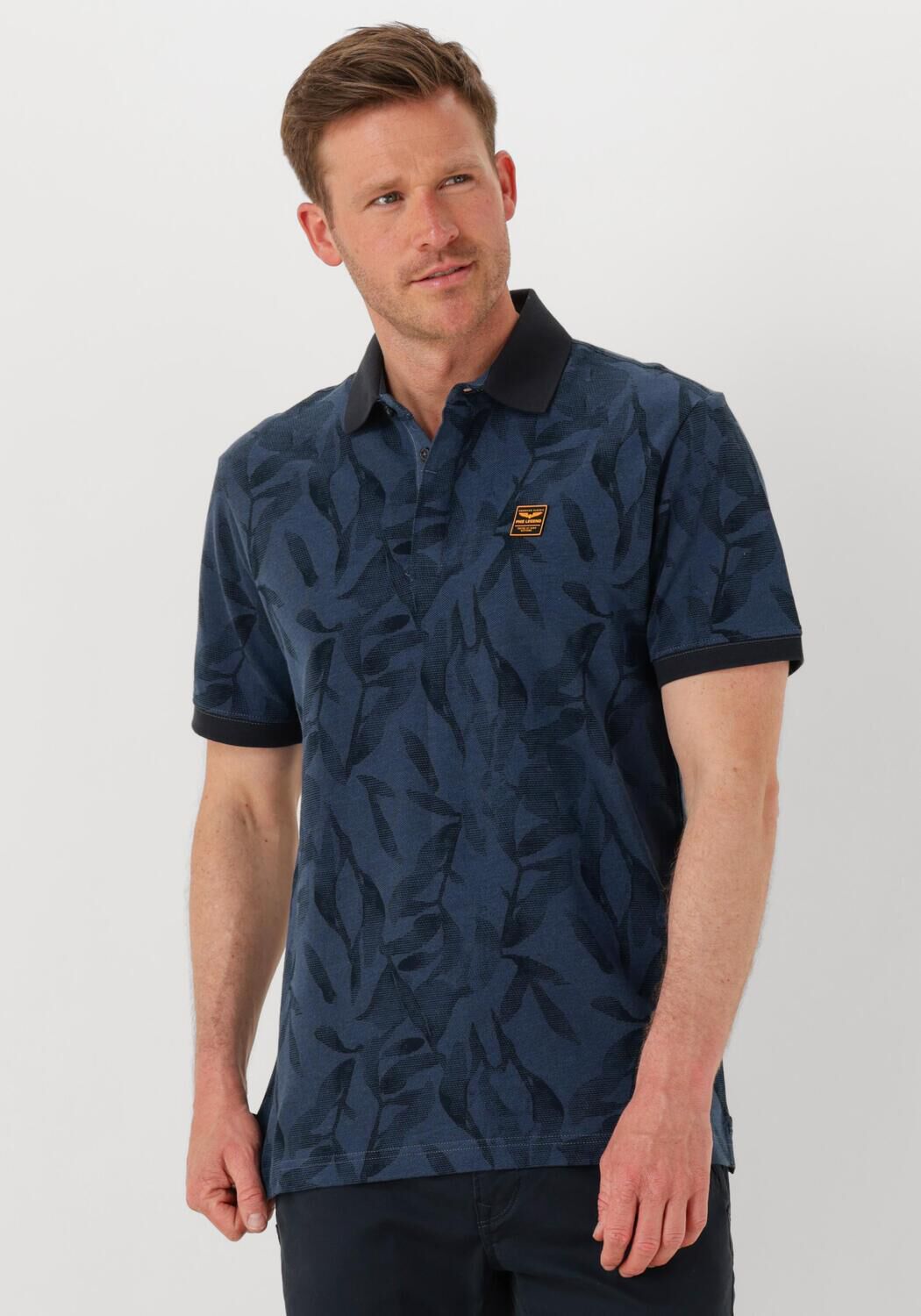 PME LEGEND Heren Polo's & T-shirts Two Tone Pique Printed Blauw