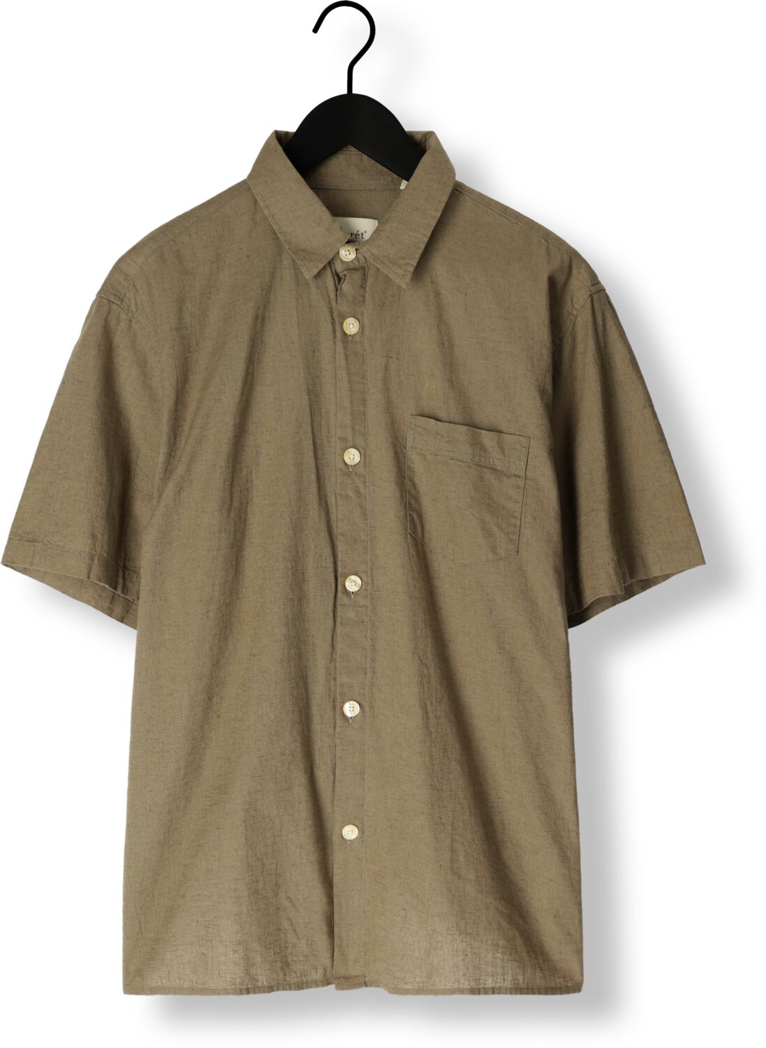 FORÉT Forét Heren Overhemden Serene Linen Ss Shirt Groen