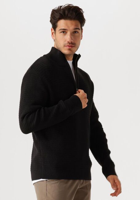 Zwarte SELECTED HOMME Trui SLHTHEO LS KNIT STRUCTURE HALF ZIP - large