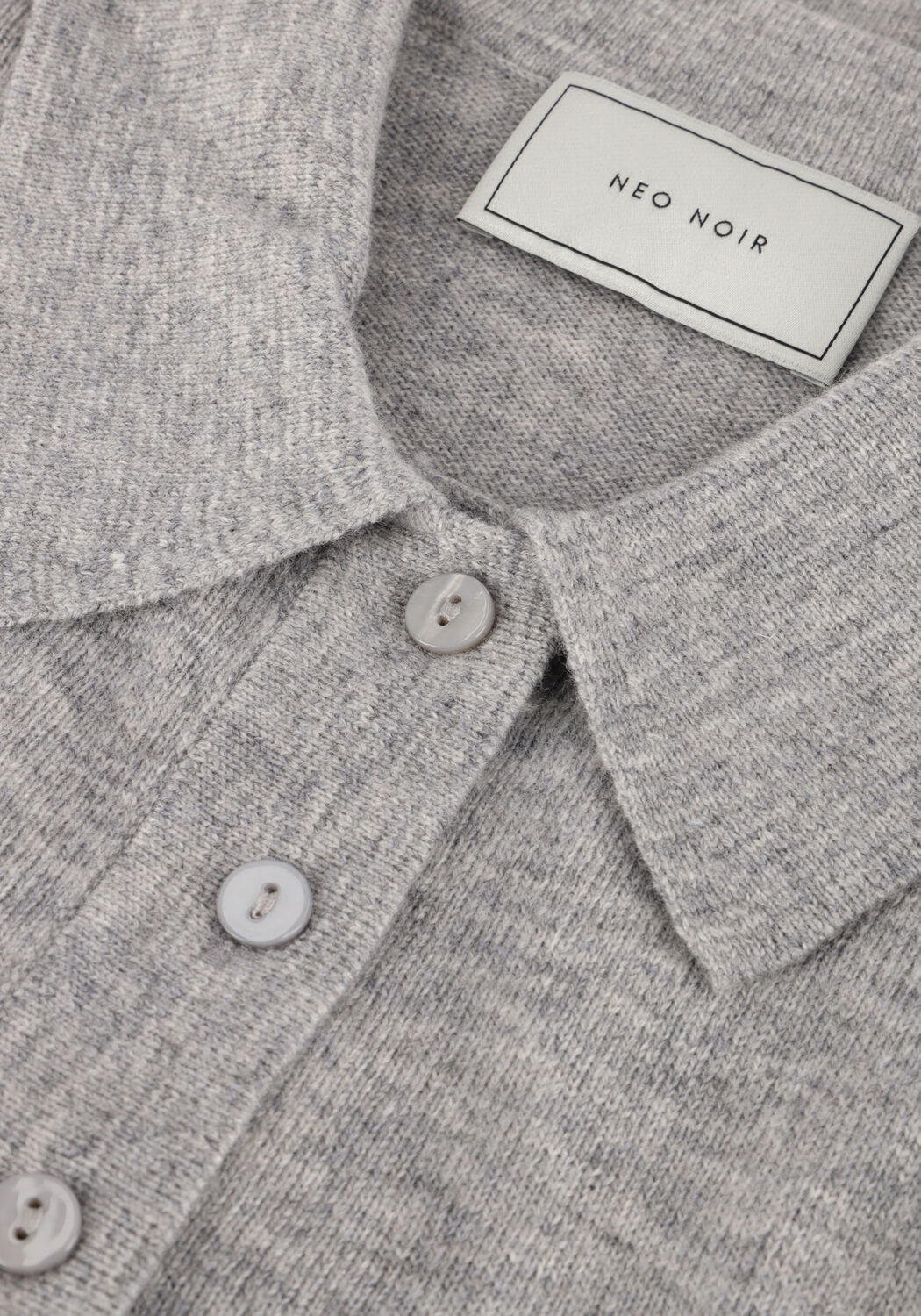 Grijze NEO NOIR T-shirt GRACIE KNIT POLO TEE - large