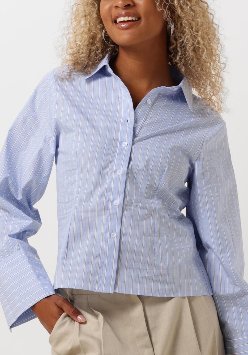 NEO NOIR Dames Blouses Rosa Stripe Shirt Lichtblauw