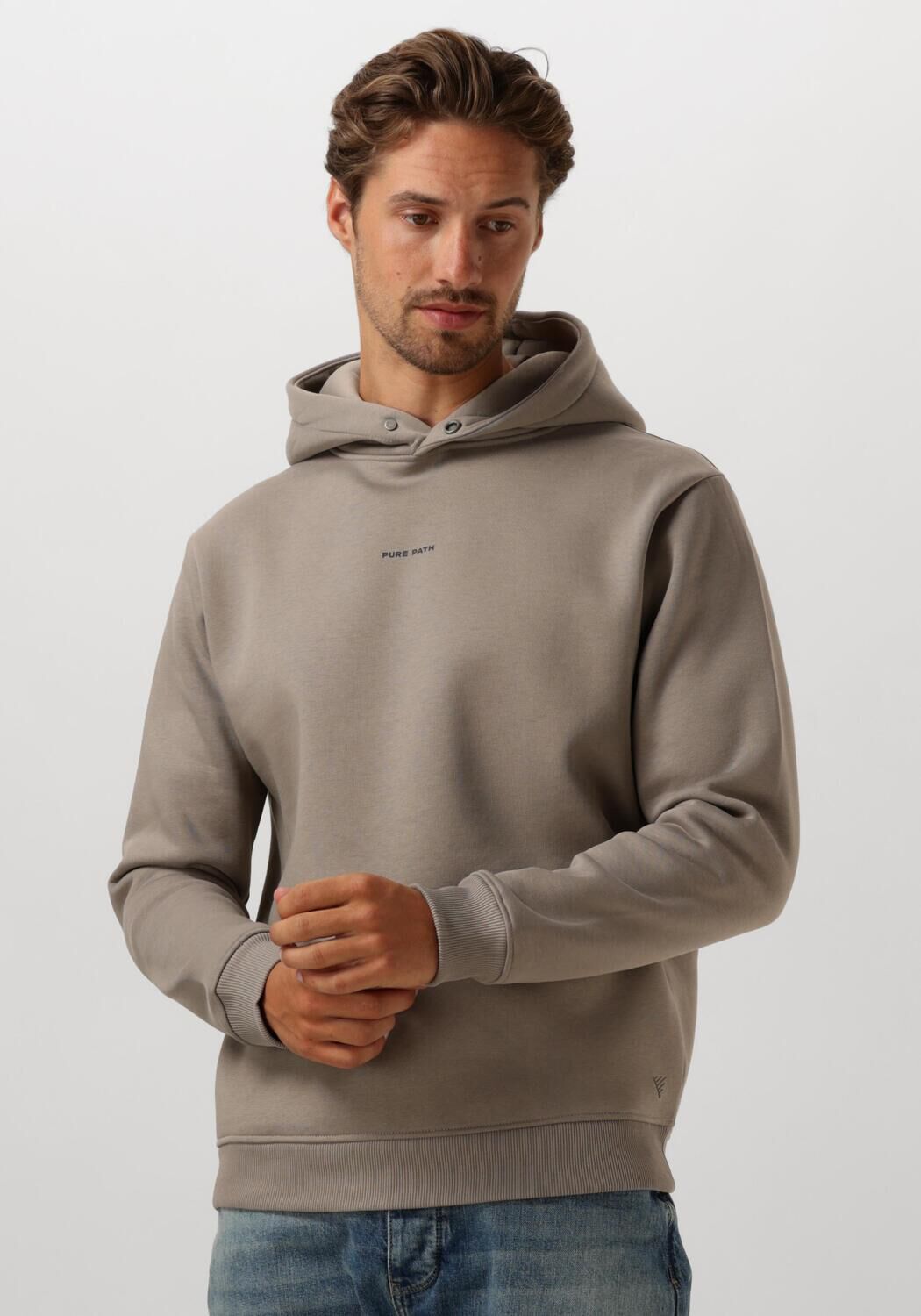 PURE PATH Heren Truien & Vesten Loose Fit Sweaters Hoodie303 Taupe