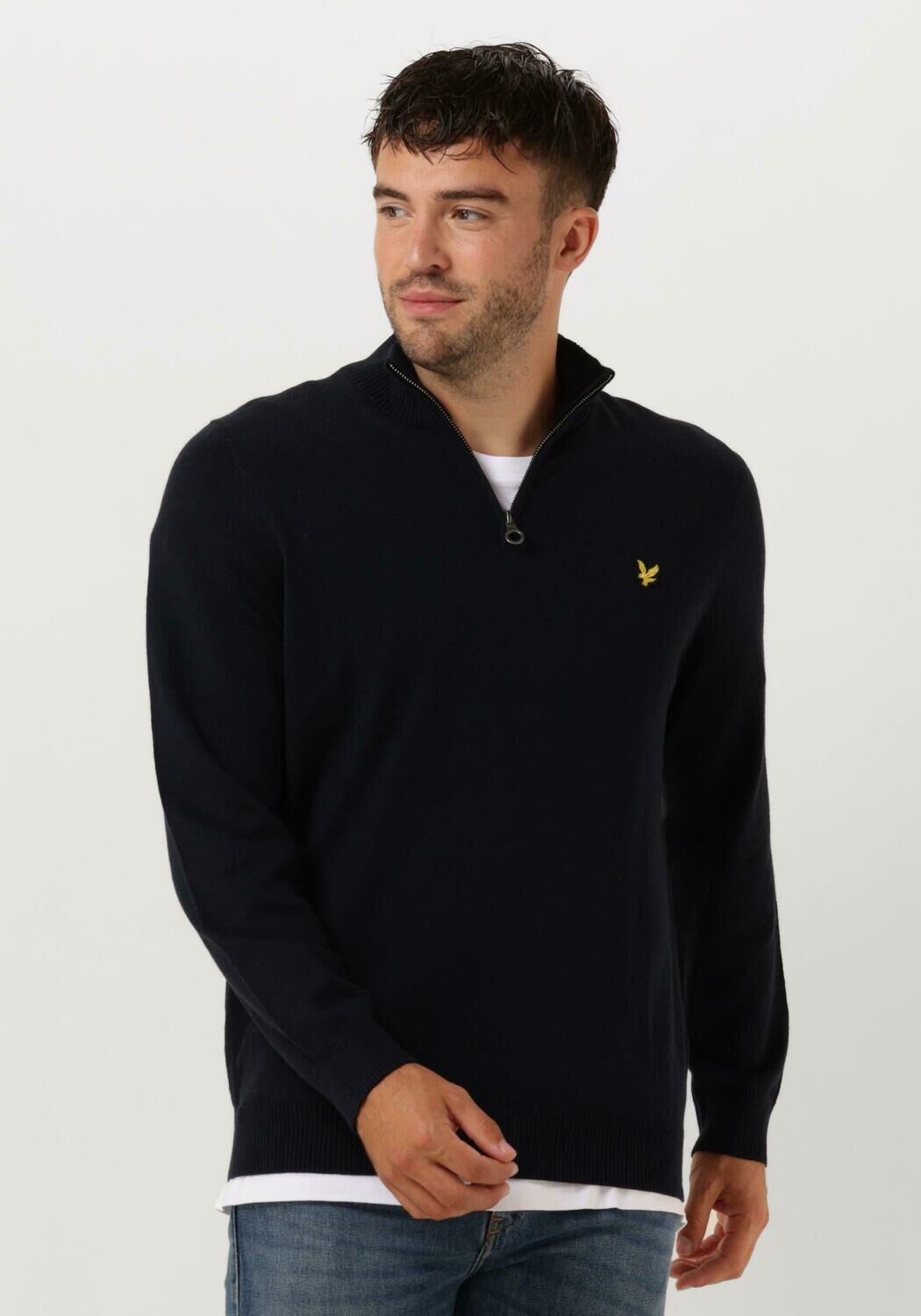 LYLE & SCOTT Heren Truien & Vesten Cotton Merino Quarter Zip Jumper Donkerblauw