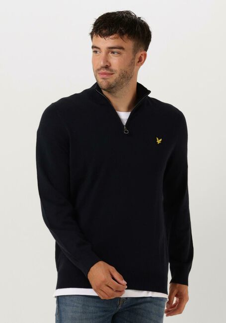 Donkerblauwe LYLE & SCOTT Trui COTTON MERINO QUARTER ZIP JUMPER - large