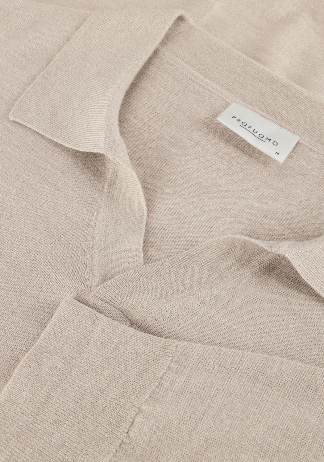 Beige PROFUOMO Polo POLO OPEN COLLAR LS MERINO - large