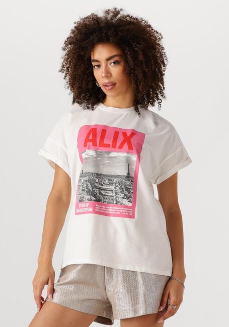Witte ALIX THE LABEL T-shirt LADIES KNITTED PHOTOPRINT T-SHIRT - large
