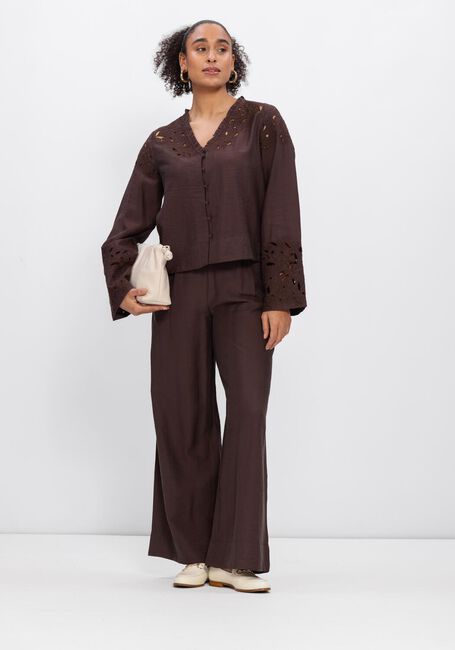 Bruine OBJECT Blouses OBJLISA YUI L/S RE V-NECK TOP - large