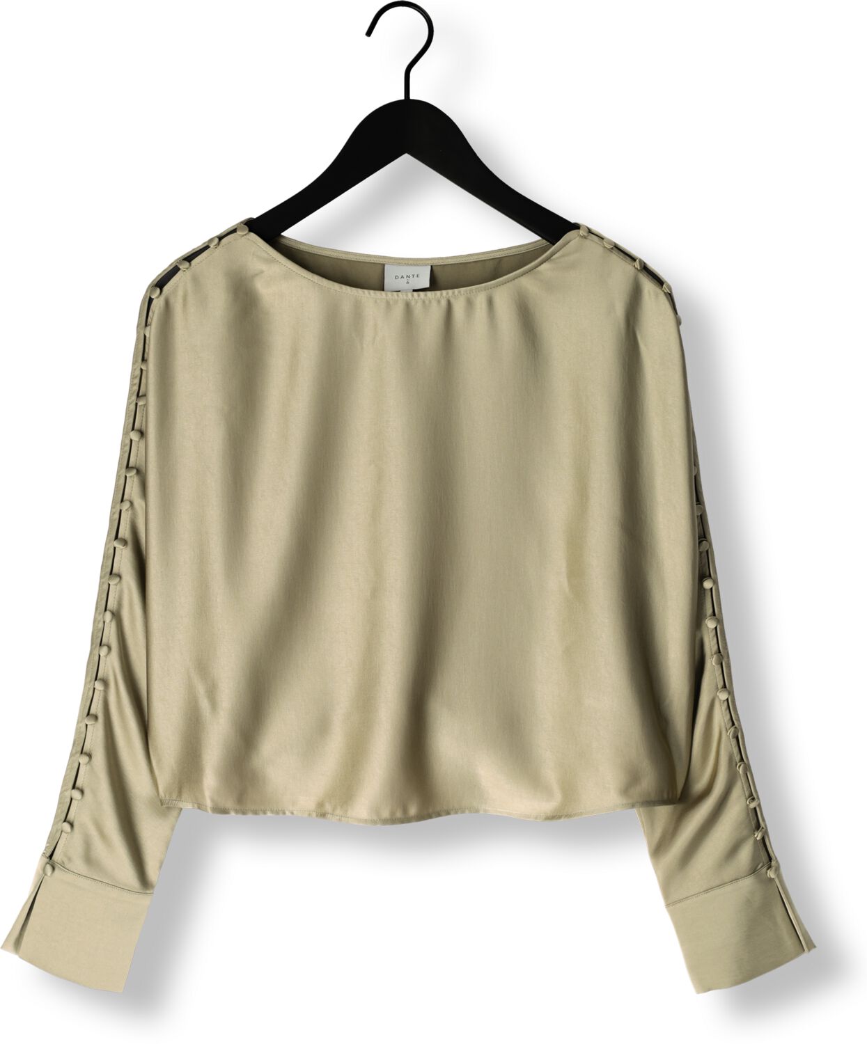 DANTE6 Dames Blouses Rocco Satin Button Detail Top Khaki