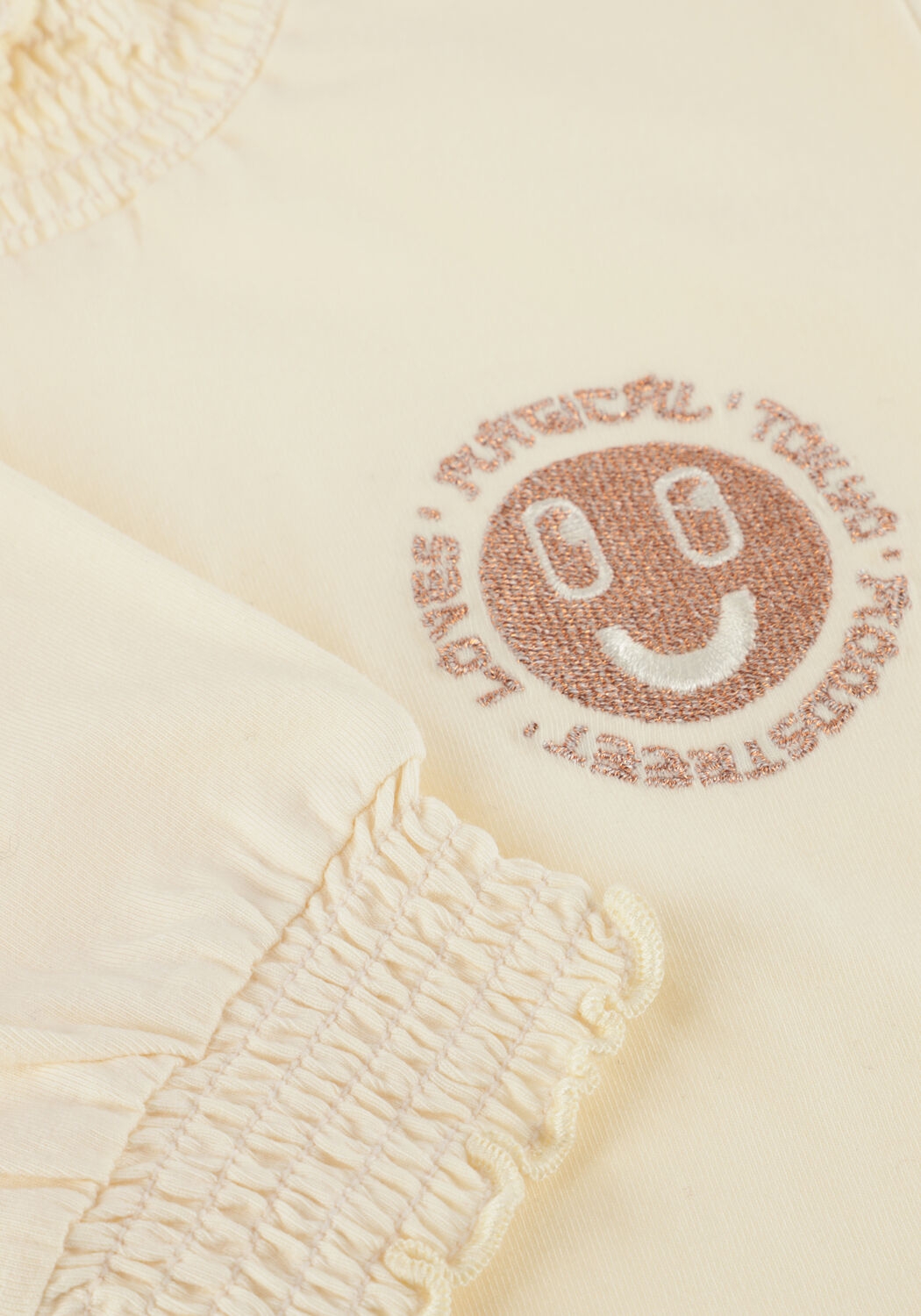 Ecru MOODSTREET Top LAURE SMOCK-NECK TOP - large