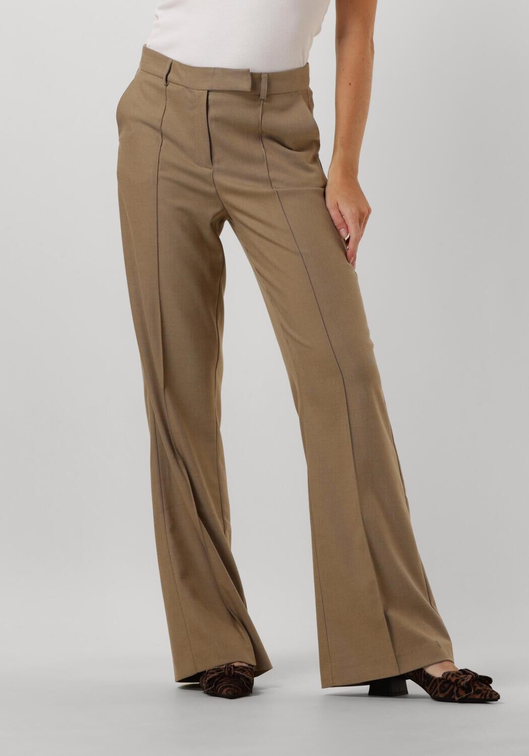 Aaiko Taupe Twill Broek Chantalle Stijl Beige Dames