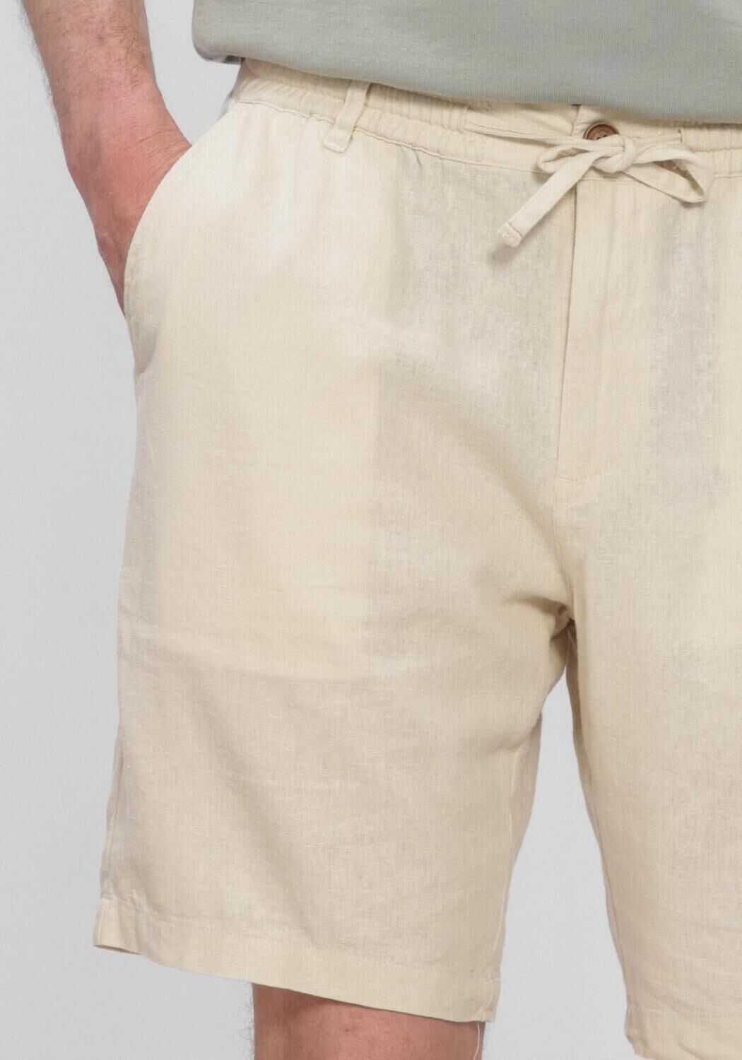 Beige ANERKJENDT Korte broek AKJAMES COT-LINNEN-VIS SS SHORT - large