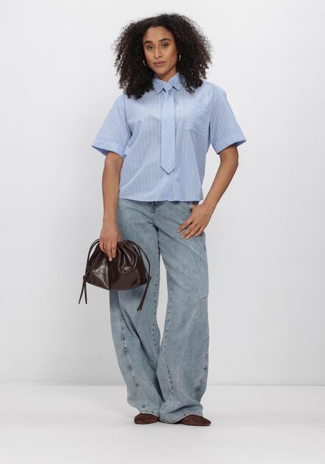 Blauwe CO'COUTURE Blouses SIMOCC STRIPE SS TIE SHIRT - large