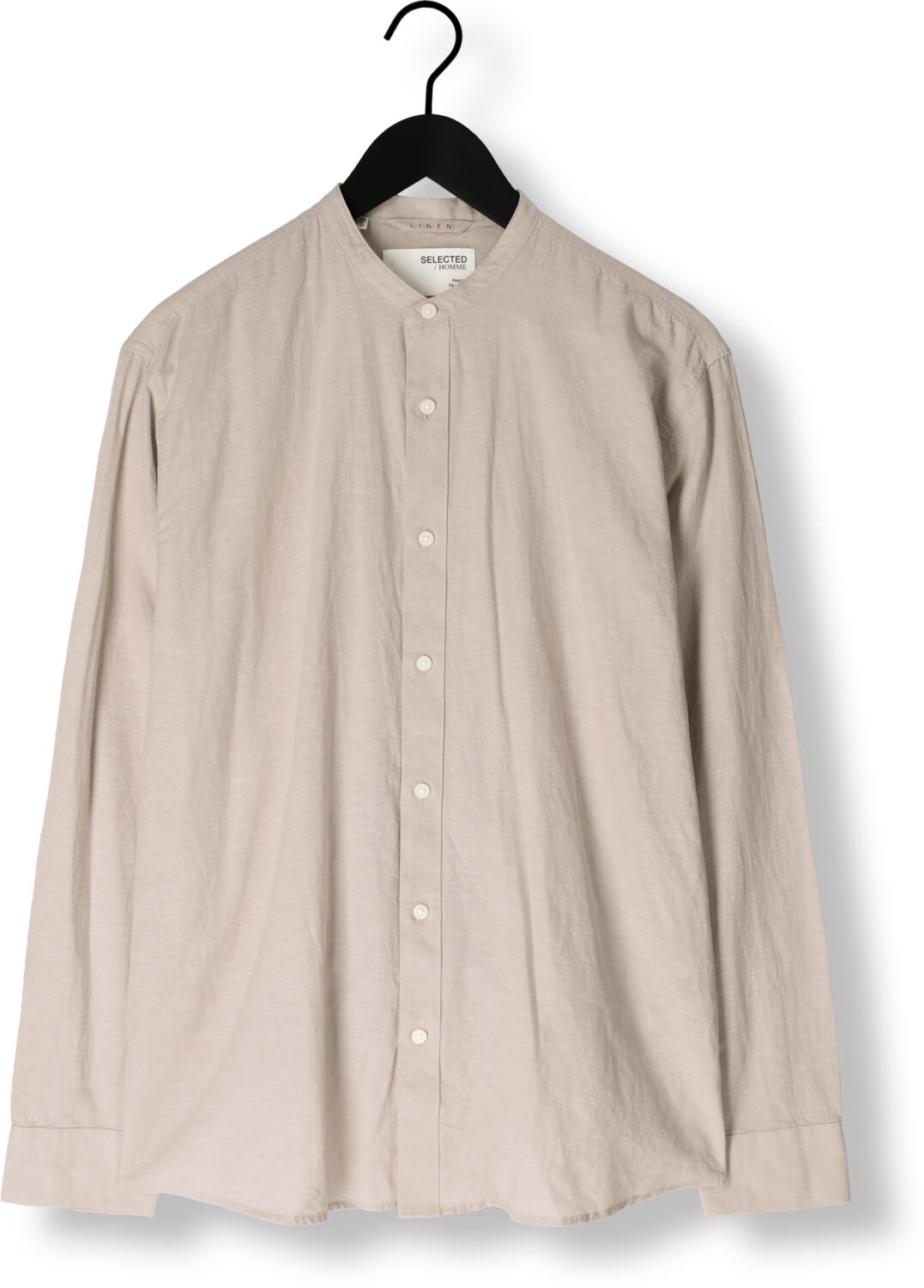 SELECTED HOMME Heren Overhemden Slhregnew-linen Shirt Ls Band Beige