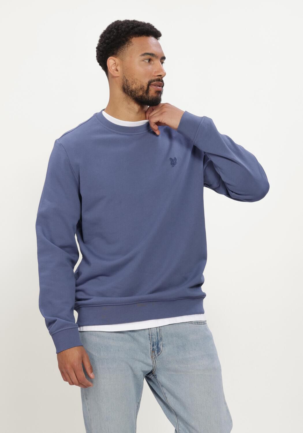 Blauwe LYLE & SCOTT Trui SUPERFINE CREW NECK SWEATSHIRT - large