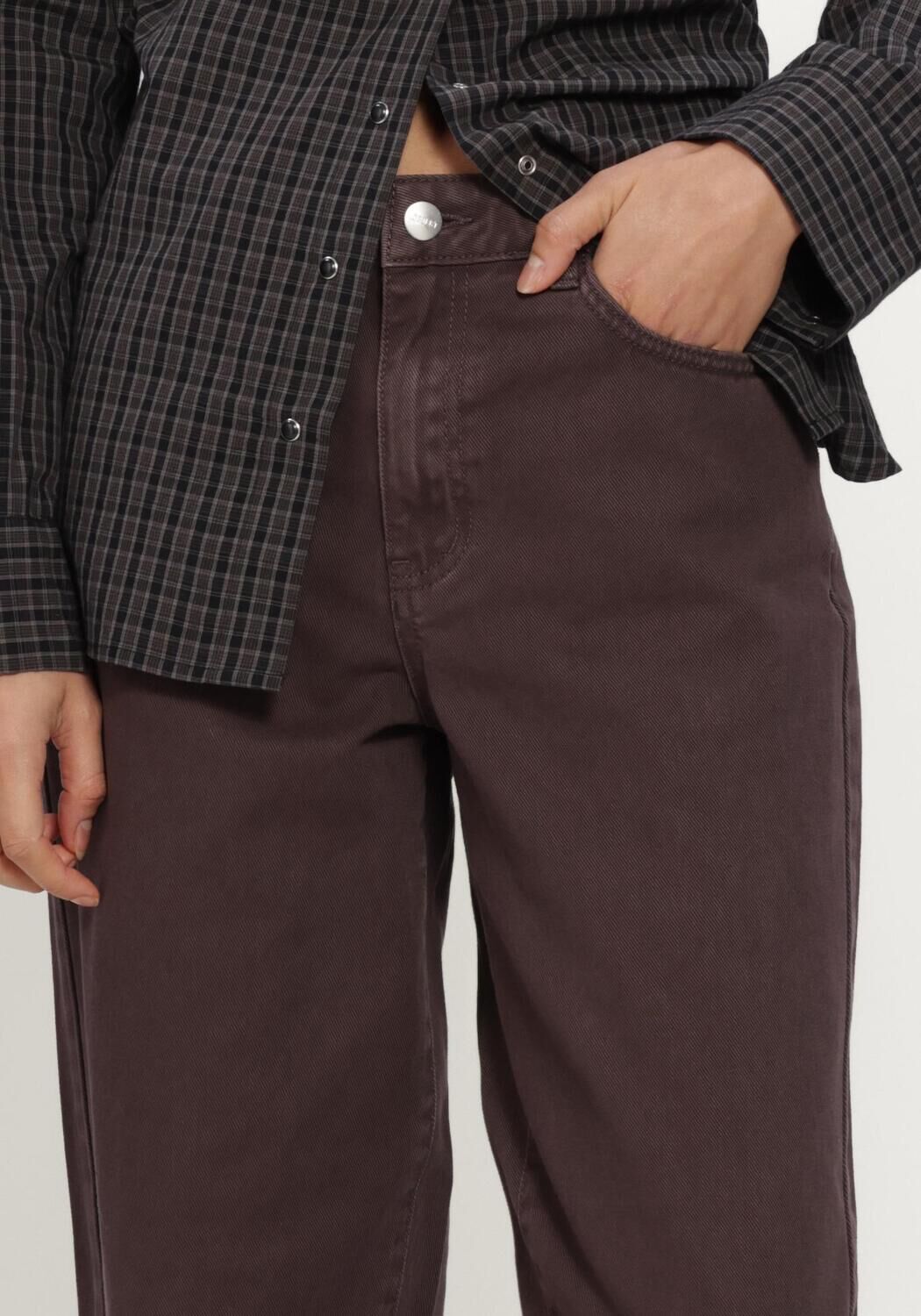 Bruine OBJECT Barrel jeans OBJMIU ZOE MW BARREL ANK TWILL JEANS DIV - large