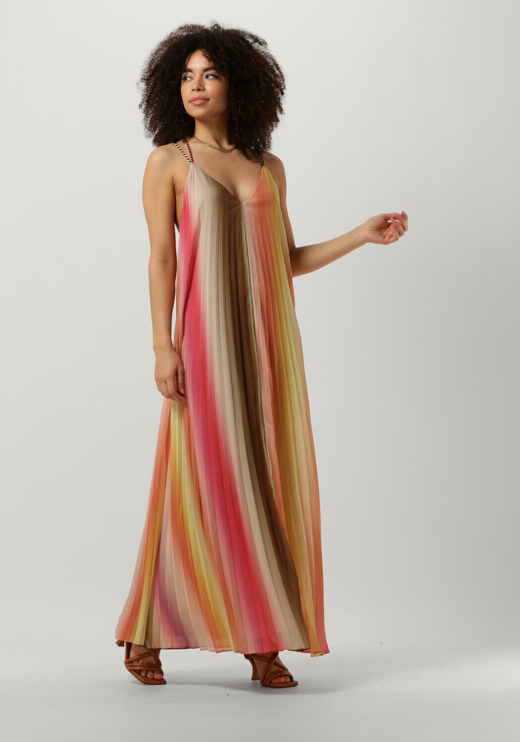 multi scotch soda maxi jurk pleated tank top maxi dress