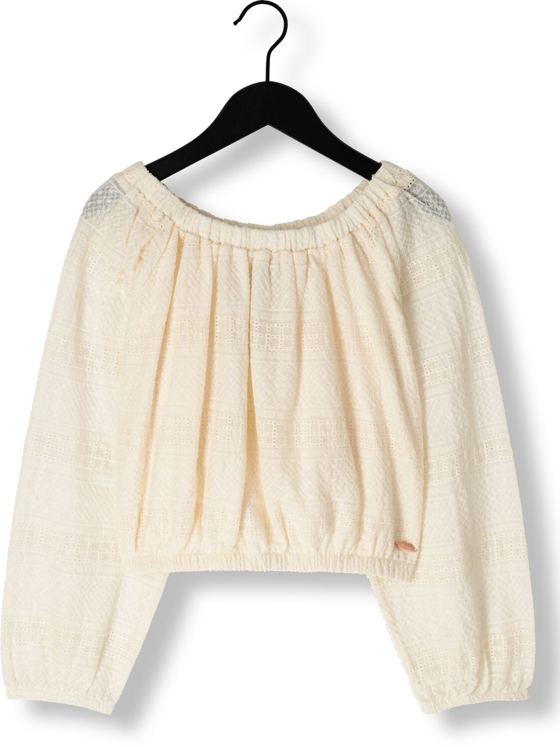 NoBell semi-transparante crop top Timre ivoor Longsleeve Wit Meisjes Polyester Ronde hals 146 152