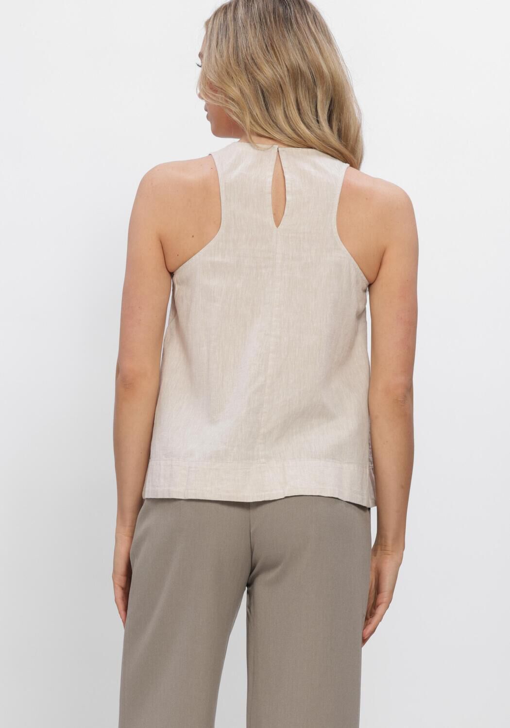 Beige SELECTED WOMEN Top SLFLUISA SL LINEN BLEND TOP - large