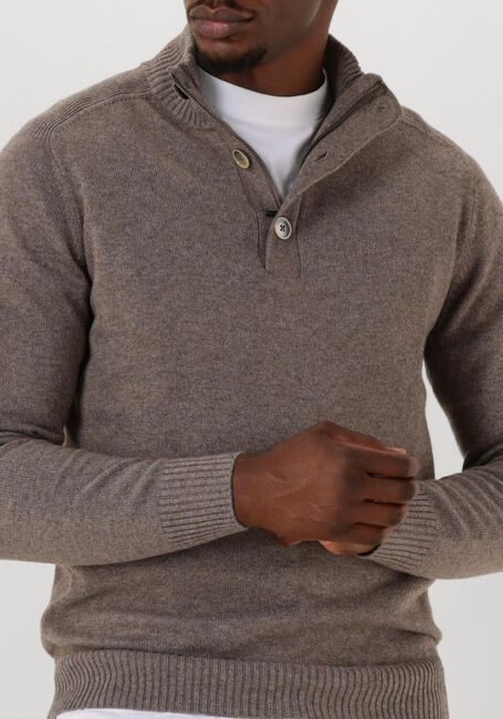 Taupe GENTILUOMO Trui TURTLE BUTTON+ZIP LS - large