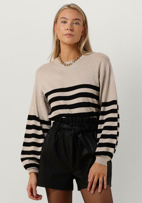 Beige MINUS Trui PERLA STRIPED KNIT PULLOVER - large