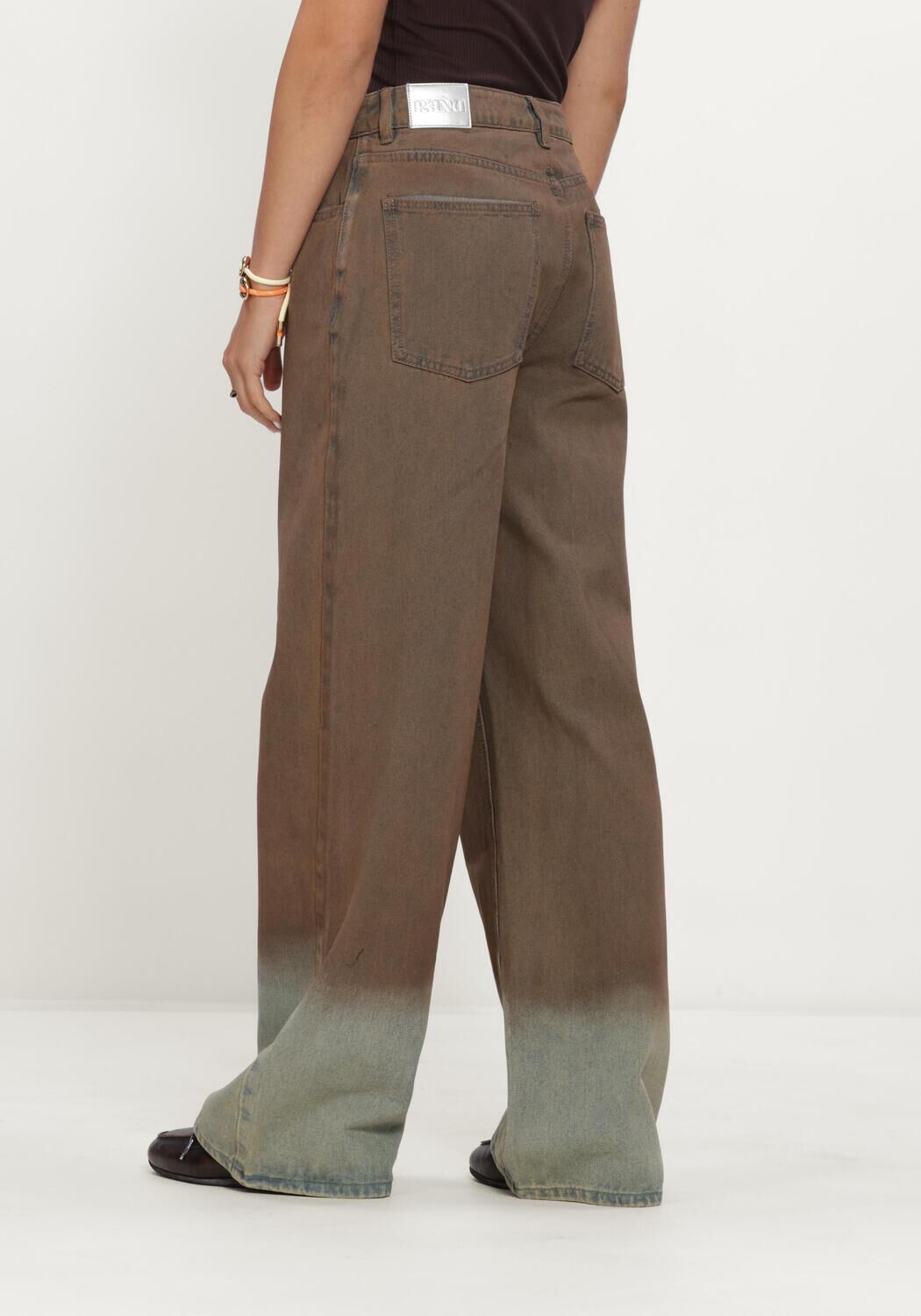 Bruine REFINED DEPARTMENT Wide jeans LADIES WOVEN WASHED DENIM PAYTON - large