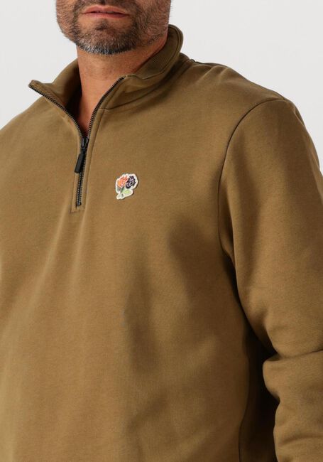 Khaki LES DEUX Trui FELIPE PATCH HALF ZIP - large
